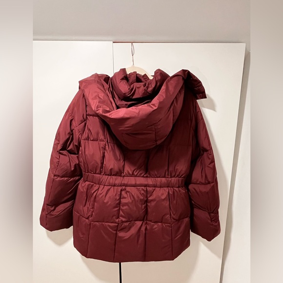 Goose Down Women's Burgundy Puffer Jacket - Picture 2 of 2